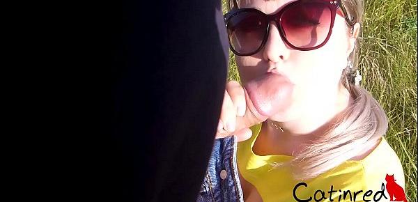  Amateur Blowjob Big Cock and Handjob Dick Outdoor - Oral Creampie